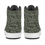 Forest Green Digital Camo Pattern Print High Top Leather Sneakers