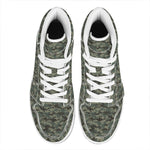 Forest Green Digital Camo Pattern Print High Top Leather Sneakers