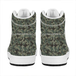 Forest Green Digital Camo Pattern Print High Top Leather Sneakers