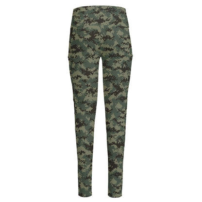 Forest Green Digital Camo Pattern Print High-Waisted Pocket Leggings