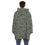 Forest Green Digital Camo Pattern Print Hoodie Blanket