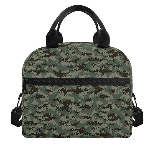 Forest Green Digital Camo Pattern Print Insulated Lunch Bag