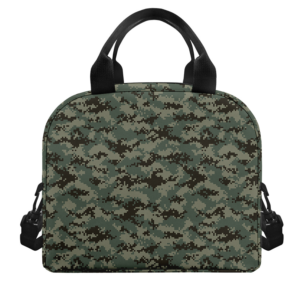 Forest Green Digital Camo Pattern Print Insulated Lunch Bag