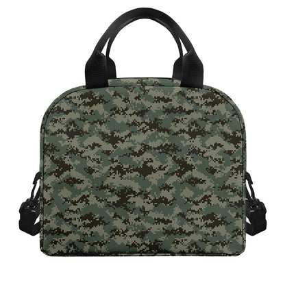 Forest Green Digital Camo Pattern Print Insulated Lunch Bag