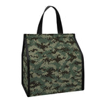 Forest Green Digital Camo Pattern Print Insulated Lunch Tote