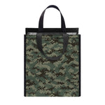 Forest Green Digital Camo Pattern Print Insulated Lunch Tote
