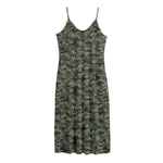 Forest Green Digital Camo Pattern Print Jersey Midi Cami Dress