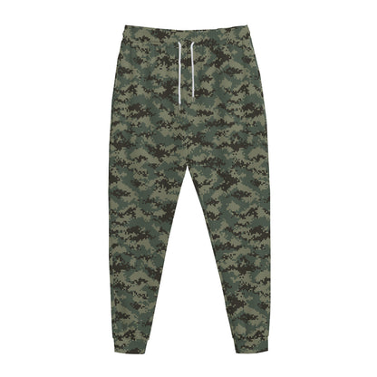 Forest Green Digital Camo Pattern Print Jogger Pants
