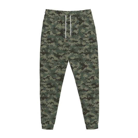 Forest Green Digital Camo Pattern Print Jogger Pants