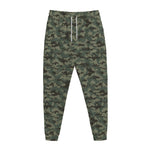 Forest Green Digital Camo Pattern Print Jogger Pants