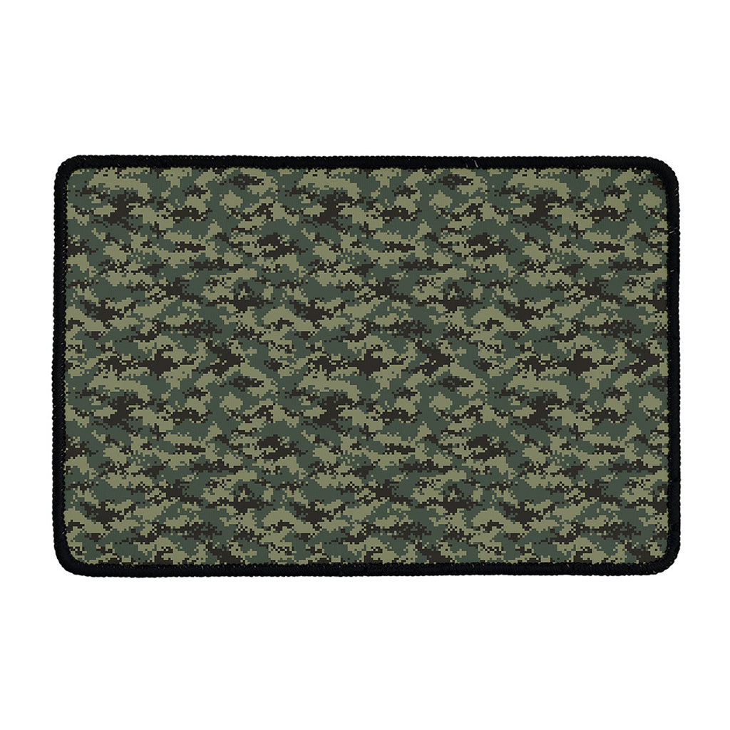 Forest Green Digital Camo Pattern Print Kitchen Mat