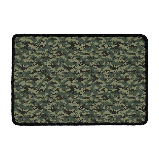 Forest Green Digital Camo Pattern Print Kitchen Mat