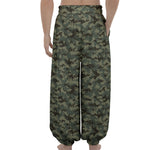 Forest Green Digital Camo Pattern Print Lantern Pants