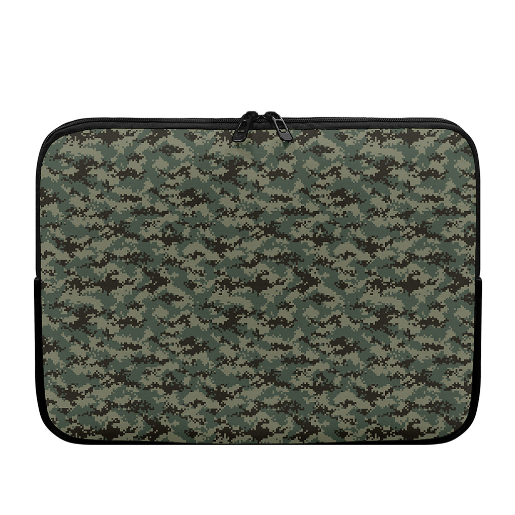 Forest Green Digital Camo Pattern Print Laptop Sleeve