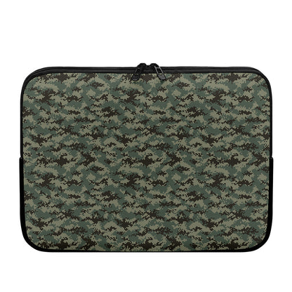 Forest Green Digital Camo Pattern Print Laptop Sleeve