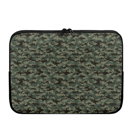 Forest Green Digital Camo Pattern Print Laptop Sleeve