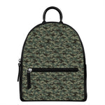 Forest Green Digital Camo Pattern Print Leather Backpack