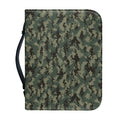 Forest Green Digital Camo Pattern Print Leather Bible Cover