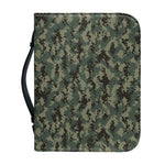 Forest Green Digital Camo Pattern Print Leather Bible Cover