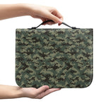 Forest Green Digital Camo Pattern Print Leather Bible Cover
