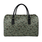 Forest Green Digital Camo Pattern Print Leather Duffle Bag
