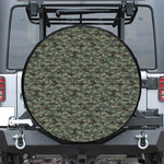 Forest Green Digital Camo Pattern Print Leather Spare Tire Cover