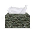 Forest Green Digital Camo Pattern Print Leather Tissue Box Cover