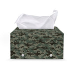 Forest Green Digital Camo Pattern Print Leather Tissue Box Cover