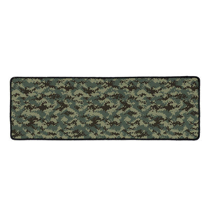 Forest Green Digital Camo Pattern Print Long Kitchen Mat