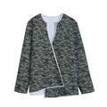 Forest Green Digital Camo Pattern Print Long Sleeve Short Coat
