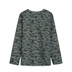 Forest Green Digital Camo Pattern Print Long Sleeve Short Coat
