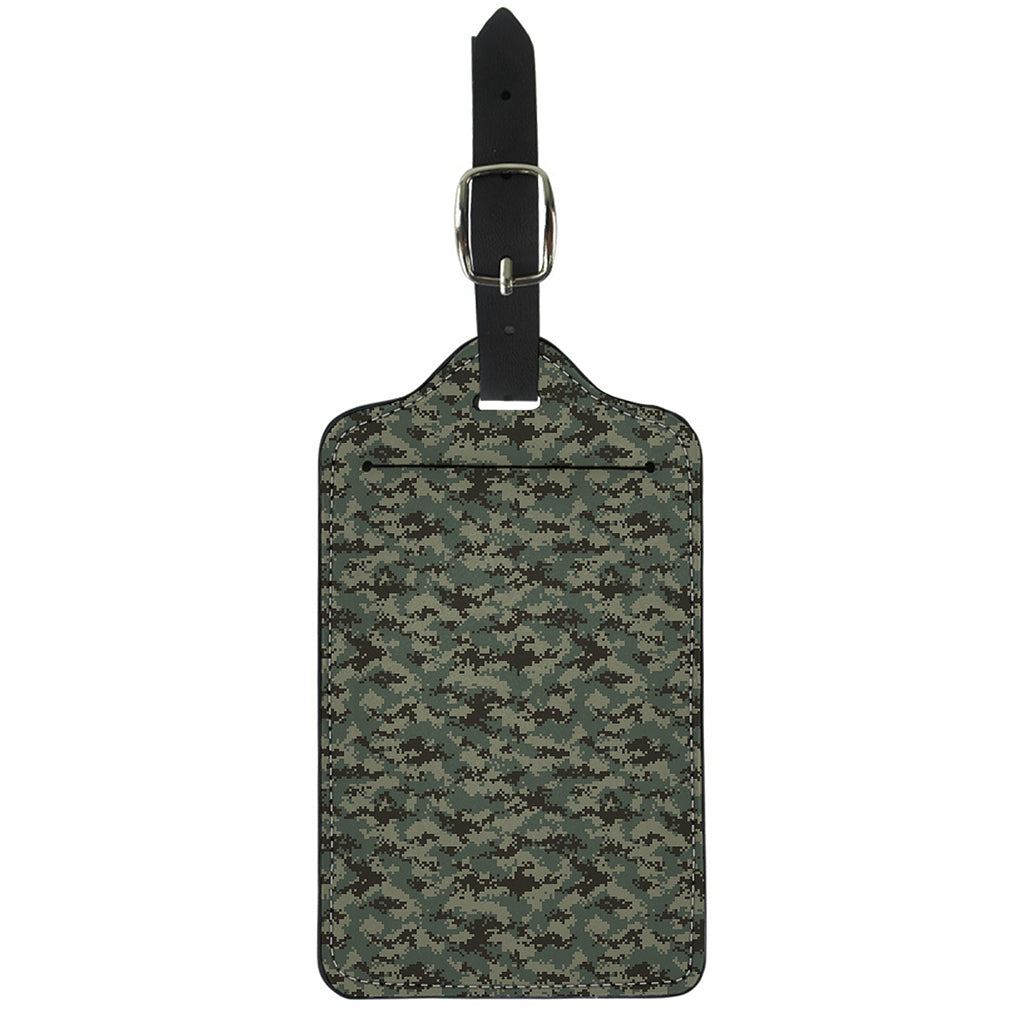 Forest Green Digital Camo Pattern Print Luggage Tag