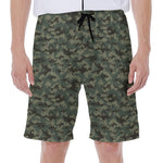 Forest Green Digital Camo Pattern Print Men's Beach Shorts