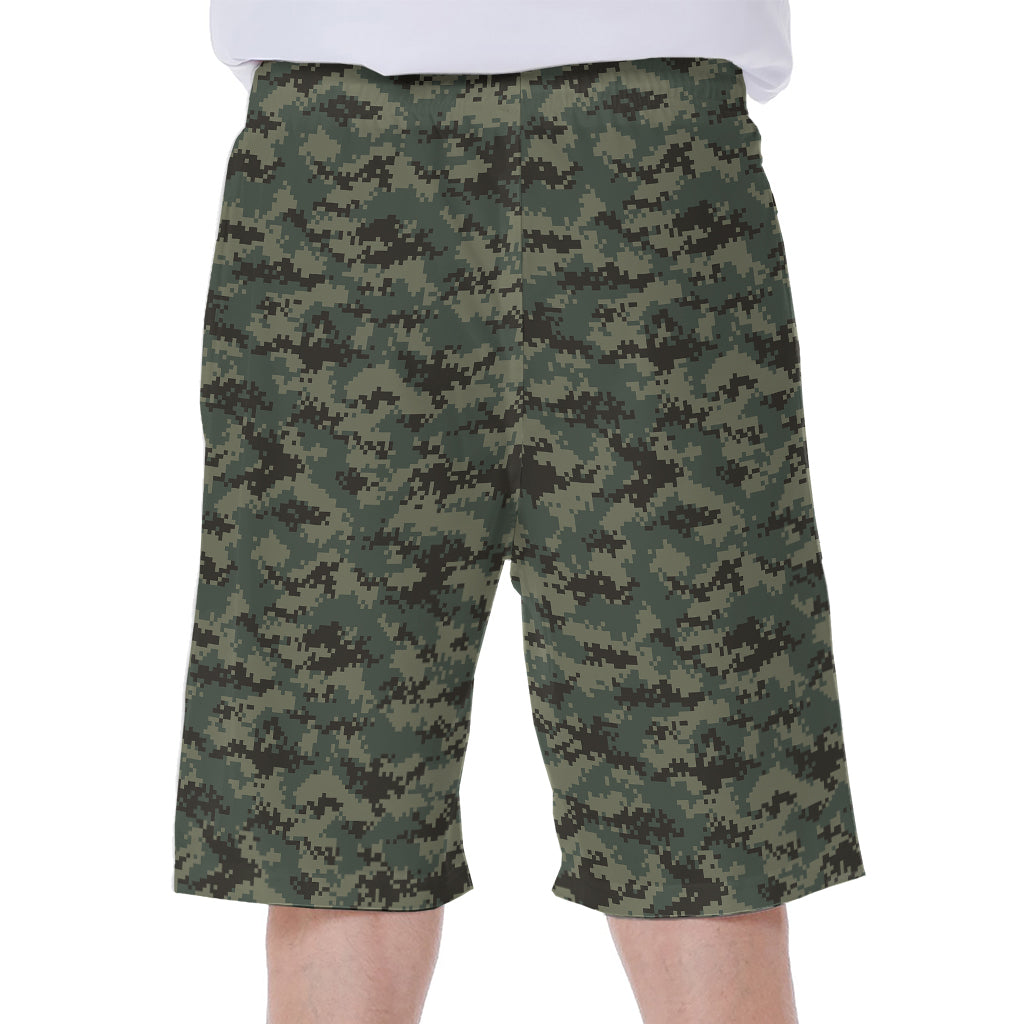 Forest Green Digital Camo Pattern Print Men's Beach Shorts