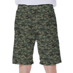 Forest Green Digital Camo Pattern Print Men's Beach Shorts