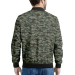 Forest Green Digital Camo Pattern Print Men's Bomber Jacket