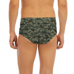 Forest Green Digital Camo Pattern Print Men's Briefs