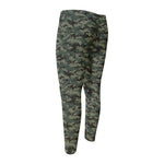 Forest Green Digital Camo Pattern Print Men's Compression Pants