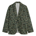Forest Green Digital Camo Pattern Print Men's Cotton Blazer