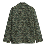 Forest Green Digital Camo Pattern Print Men's Cotton Blazer