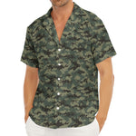 Forest Green Digital Camo Pattern Print Men's Deep V-Neck Shirt