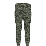 Forest Green Digital Camo Pattern Print Men's leggings