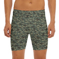 Forest Green Digital Camo Pattern Print Men's Long Boxer Briefs
