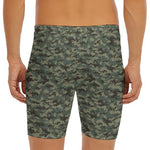 Forest Green Digital Camo Pattern Print Men's Long Boxer Briefs