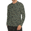 Forest Green Digital Camo Pattern Print Men's Long Sleeve Rash Guard