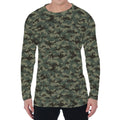 Forest Green Digital Camo Pattern Print Men's Long Sleeve T-Shirt