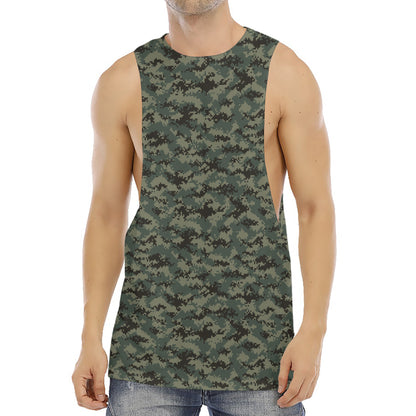 Forest Green Digital Camo Pattern Print Men's Muscle Tank Top