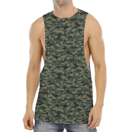 Forest Green Digital Camo Pattern Print Men's Muscle Tank Top