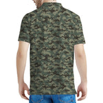 Forest Green Digital Camo Pattern Print Men's Polo Shirt