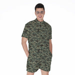 Forest Green Digital Camo Pattern Print Men's Rompers